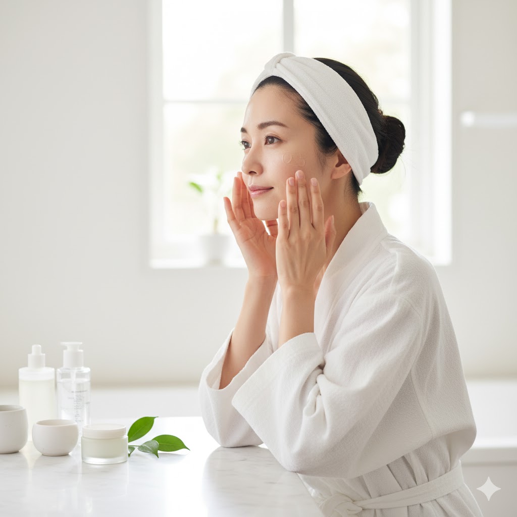 スキンケアをする女性