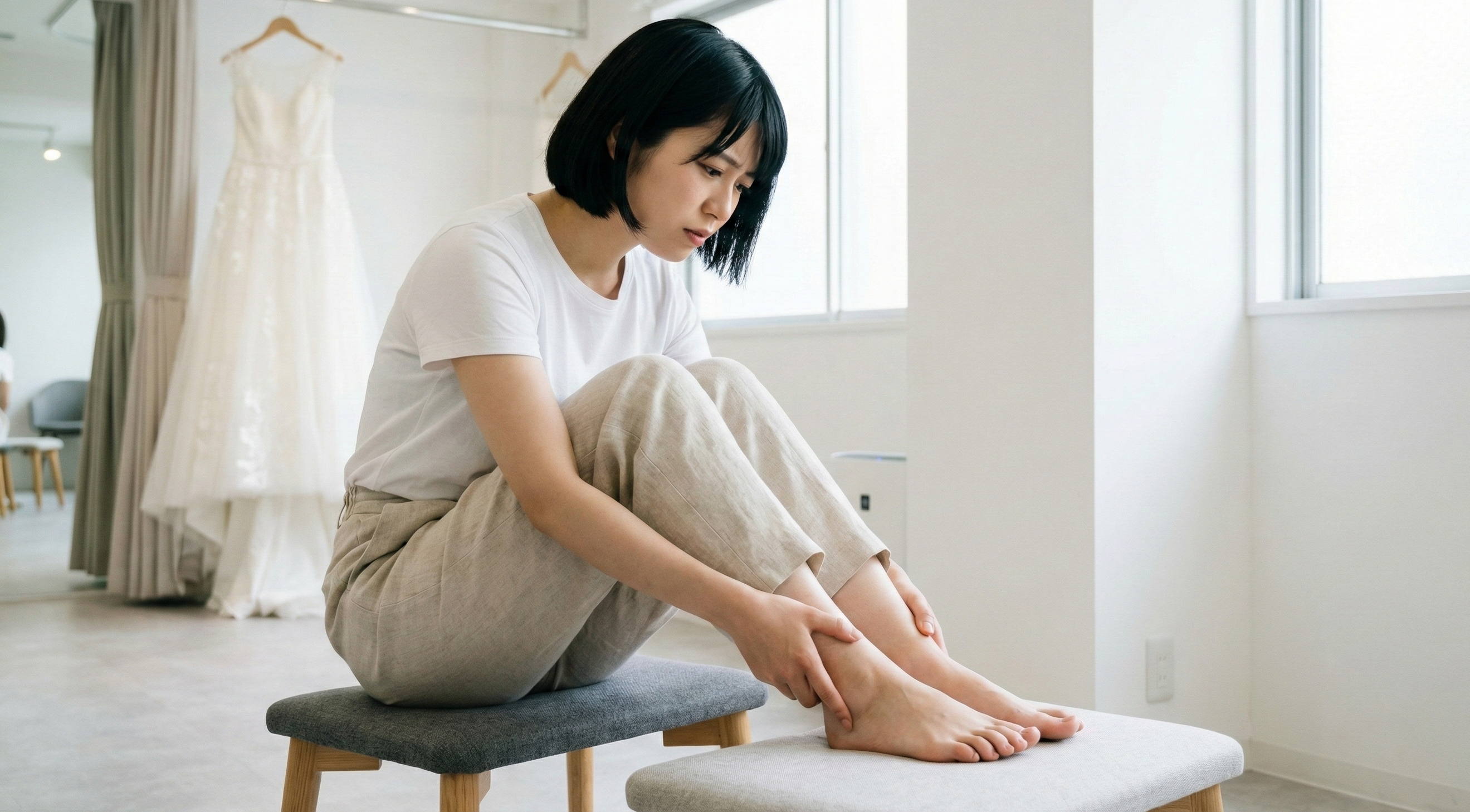 ドレス前にむくみが気になるプレ花嫁のイメージ